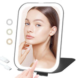 TREASO Travel Makeup Mirror, Portable Mirror with 3 Adjustable Light Settings, USB-Rechargeable Vanity Mirror with Lights, Gift 