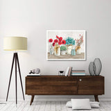 Floral Composition With Mason Jars-Paper Art-42,,X32,,