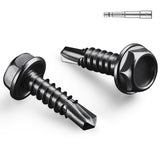 BNUOK #8 x 5/8 Inch Self Drilling Screws, (495pcs) 2 lbs Black Self Tapping Screws for Metal, 410 Stainless Steel Hex Washer Hea