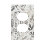 Xuejiaku Decorative Outlet Covers Gray White Botanical Sage Leaves 1 Gang Duplex Light Switch Cover Plate Unique Wall Plates for