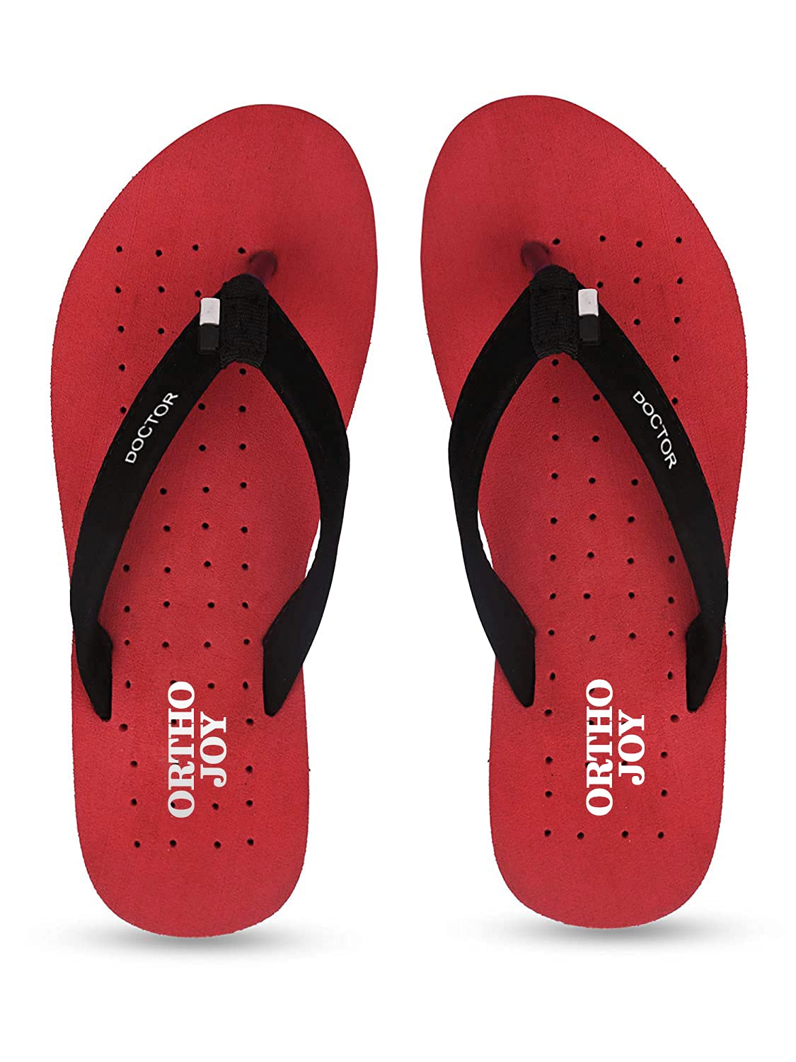 Ortho Joy Doctor Orthopedic Slippers For Ladies Daily Use/Mcr Chappals For Women,Red,8,B094VH3RM5