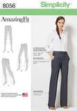 Simplicity 8056 Womens Flared Pants and Shorts Sewing Patterns, Sizes 20W28W