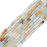 BEADIA Natural Amazonite Tube Beads Cylinder 4x13mm 38cm/Strand Stone Beads for Jewelry Making