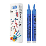 TFIVE Blue Paint Marker Pens - 2 Pack Acrylic Permanent Marker, 2-3mm Medium Tip, Paint Pen for Art Projects, Drawing, Rock Pain
