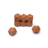 20mm Geometric Wooden Beads Brown for Craft Painted Wood Beads, Polygon Wooden Loose Spacer Beads with 4mm Hole for Decor Garlan