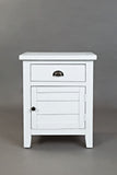 Jofran Artisan'S Craft Farmhouse Distressed 20 End Table Nightstand With Storage Cabinet, Weathered White