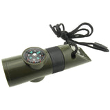 TRENDBOX Multifunctional 7 in 1 Camping Hiking Outdoor Whistle with Compass Magnifier LED Flashlight Thermometer for Emergency S