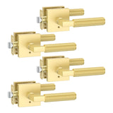 FILTA 4 Pack Gold Privacy Door Handles, Knurled Door Levers Interior Gold Door Lever Bathroom Door Knobs Heavy Duty Square Door 