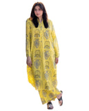 Anni Designer Women'S Rayon Viscose Straight Printed Kurta With Palazzo (Canva Yellow_S_Yellow_Small),Yellow,S