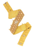 Vama Fashions Maggam Aari Work Cloth Vaddanam Kamarband Waist Hip Belt For Girls (Stretchable Size 2228 Inches Only, Gold Cloth