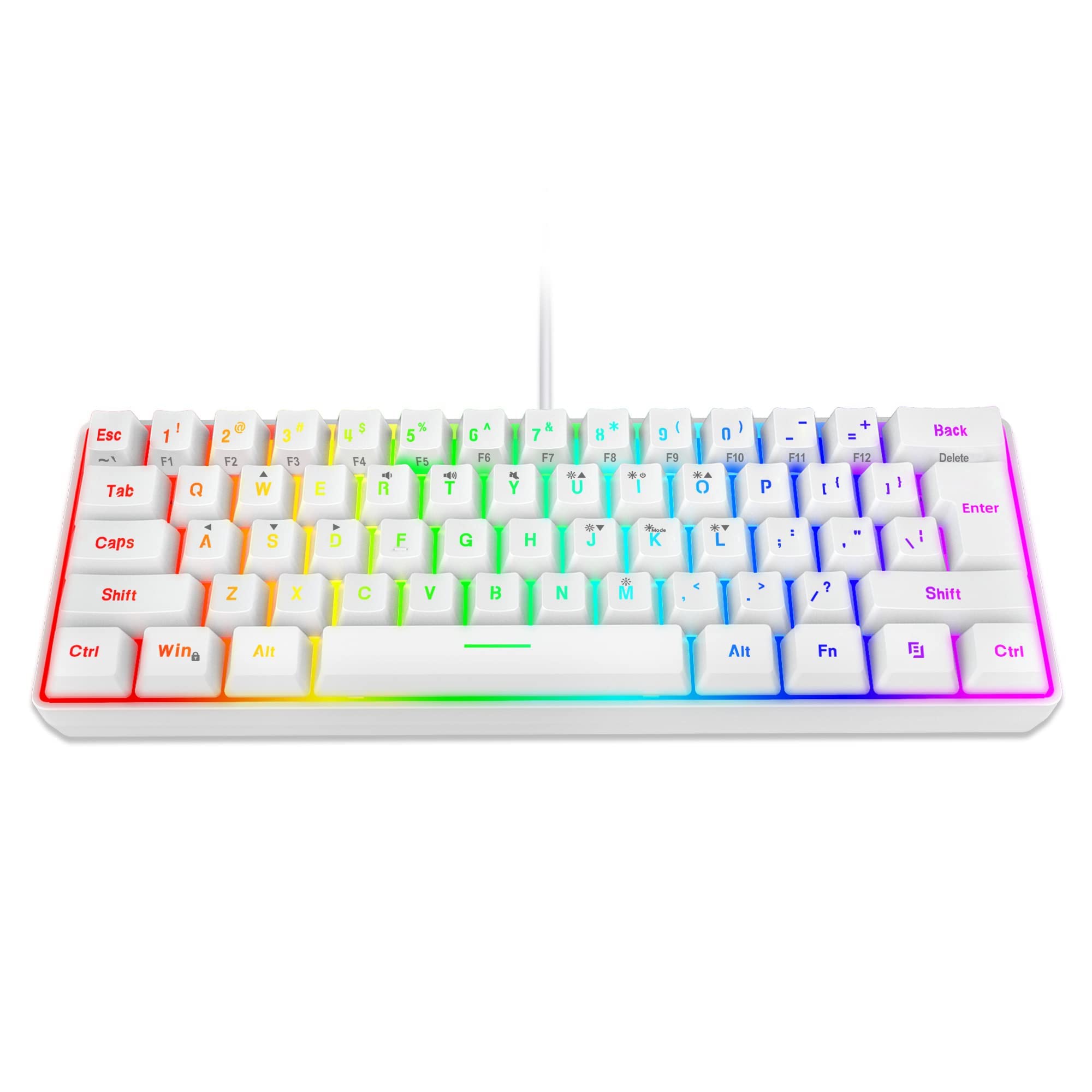 Snpurdiri 60% Wired Gaming Keyboard, 61 Keys RGB Backlit Wrist Rest Ultra-Compact Mini Waterproof Keyboard for PC Computer Gamer