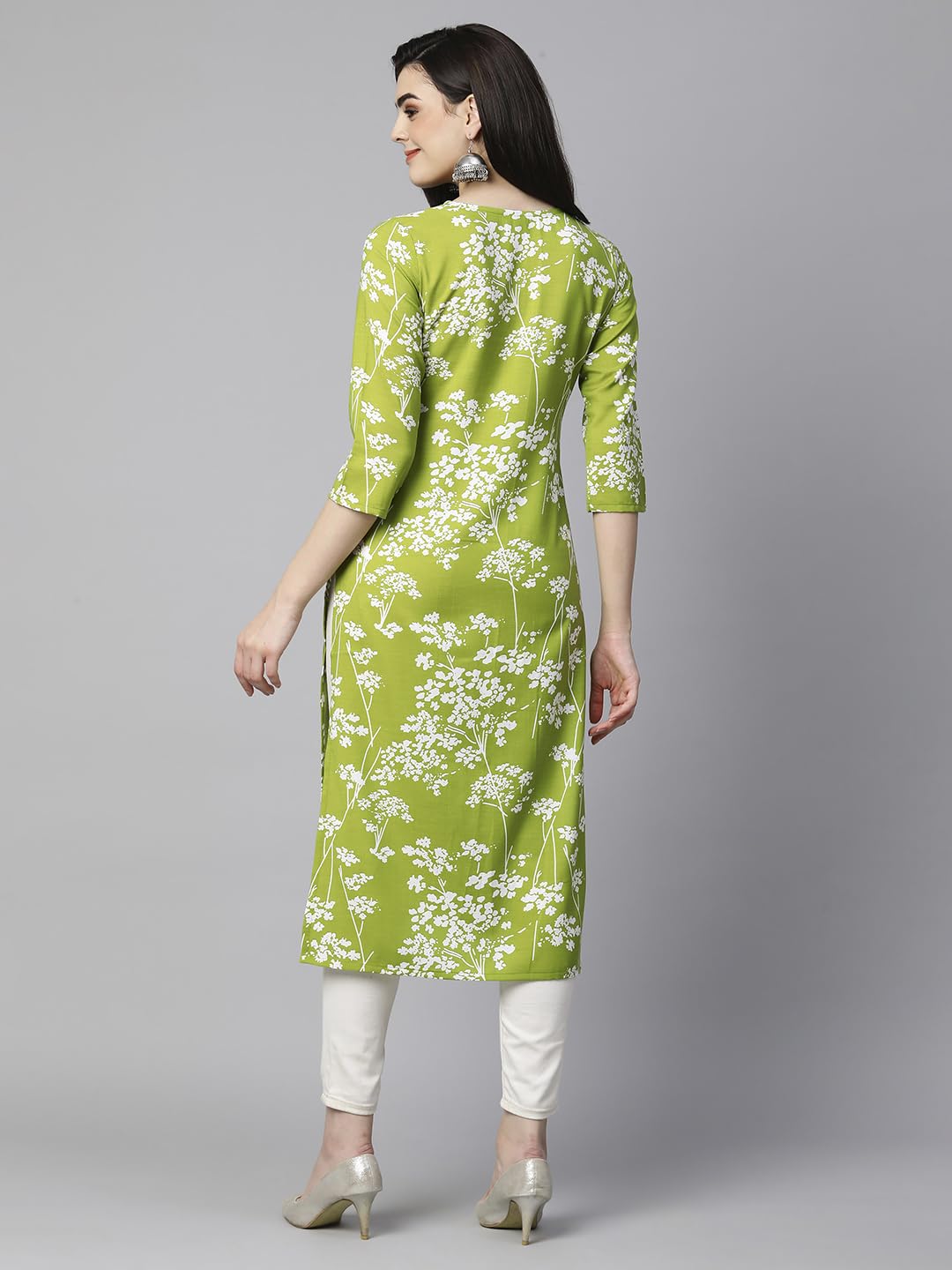 Anni Designer Women'S Cotton Blend Chikankari Embroidered Straight Kurta (Zainab-Green-Vgt_Xl_Green_X-Large),Green,XL,Cotton Blend,Regular,