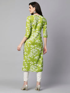Anni Designer Women'S Cotton Blend Chikankari Embroidered Straight Kurta (Zainab-Green-Vgt_5Xl_Green_Xxxxx-Large),Green,5XL,Cotton Blend,Regular,