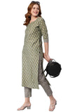 Gosriki Women'S Cotton Blend Straight Printed Kurta With Pant (Padwil Mehandi-Gs_Xl_Pink_X-Large),Mehandi,,B0BVM476BY