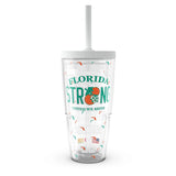 Tervis Florida Strong - United We Shine Made in USA Double Walled Insulated Tumbler Travel Cup Keeps Drinks Cold & Hot, 24oz wit