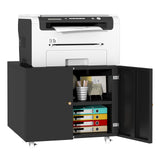 TEEALUBAN Printer Stand with Storage Cabinet with Wheels,3D Heavy Duty Metal Large Printer Table with Adjustable Shelf for Home 