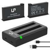 360 ONE X2 Battery Charger Pack, Compatible with ONE X2 Action Camera, LP 2-Pack Replacement Battery & Dual Slot Charger