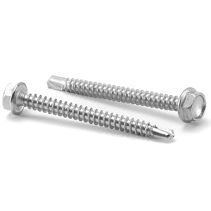 #12 x 2 Sheet Metal Screws 100PCS 410 Stainless Steel Hex Washer Head Fast Self Tapping Screws by SG TZH