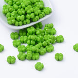 Beadthoven 100pcs St. Patrick's Day Shamrock Acrylic Beads Green Four Leaf Clover Beads Loose Spacers Pony Spacers for Bracelet 
