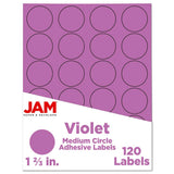 JAM PAPER Circle Label Sticker Seals - 1 2/3 Inch Diameter - Violet - 120 Round Labels/Pack