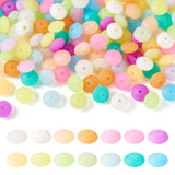 Boutigem 140Pcs Luminous Lentil Silicone Beads Colorful Glow in Dark Abacus Focal Beads 12mm Flat Round Rubber Spacer Bead for D