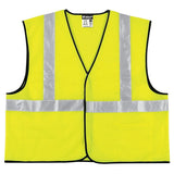 MCR Safety VCL2SLXL2 Class 2 Safety Vest Fluorescent Lime w/Silver Stripe Polyester 2XLarge