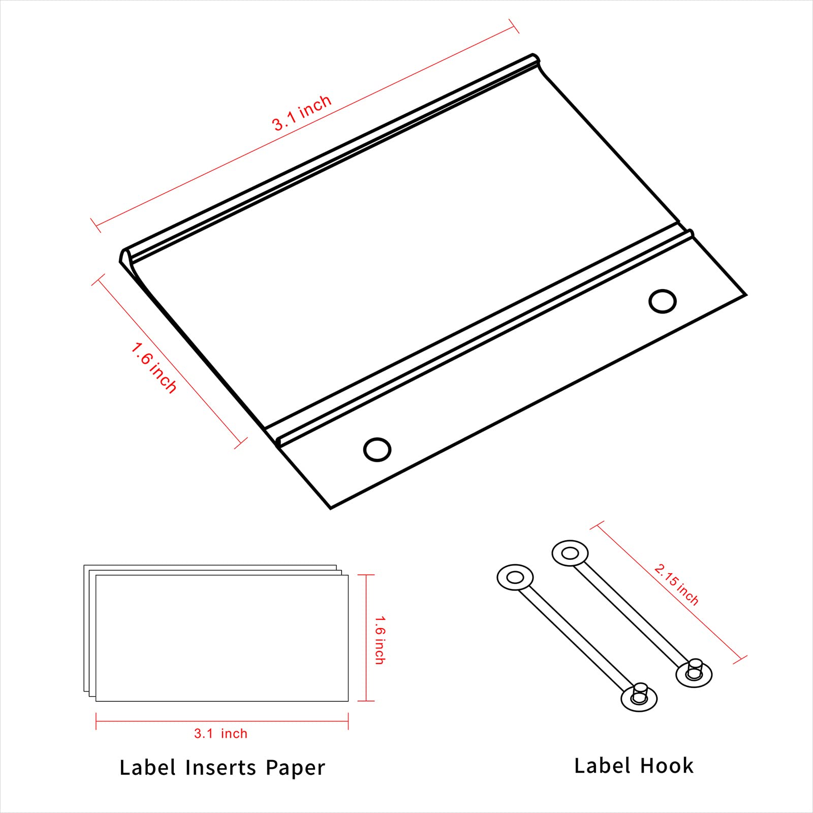 140 PCS Plastic Wire Shelf Label Holder - Shelf Label Holders 3.1 x 1.6, Wire Basket Label Holders with Hook and 140pcs Labe
