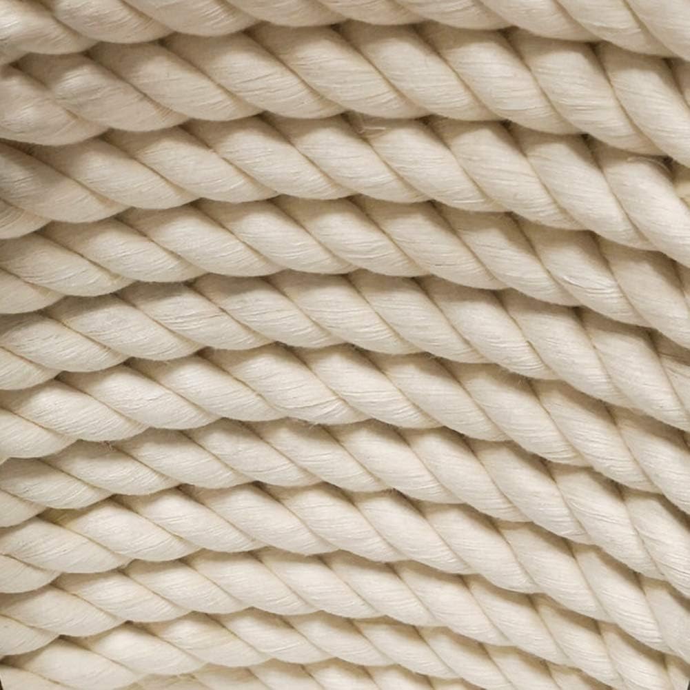1/2 Inch x 100 Feet Natural Twisted Cotton Rope Strong Thick Soft Rope for Sports, Decor Crafts, Macrame,Camping, Wedding Ropes