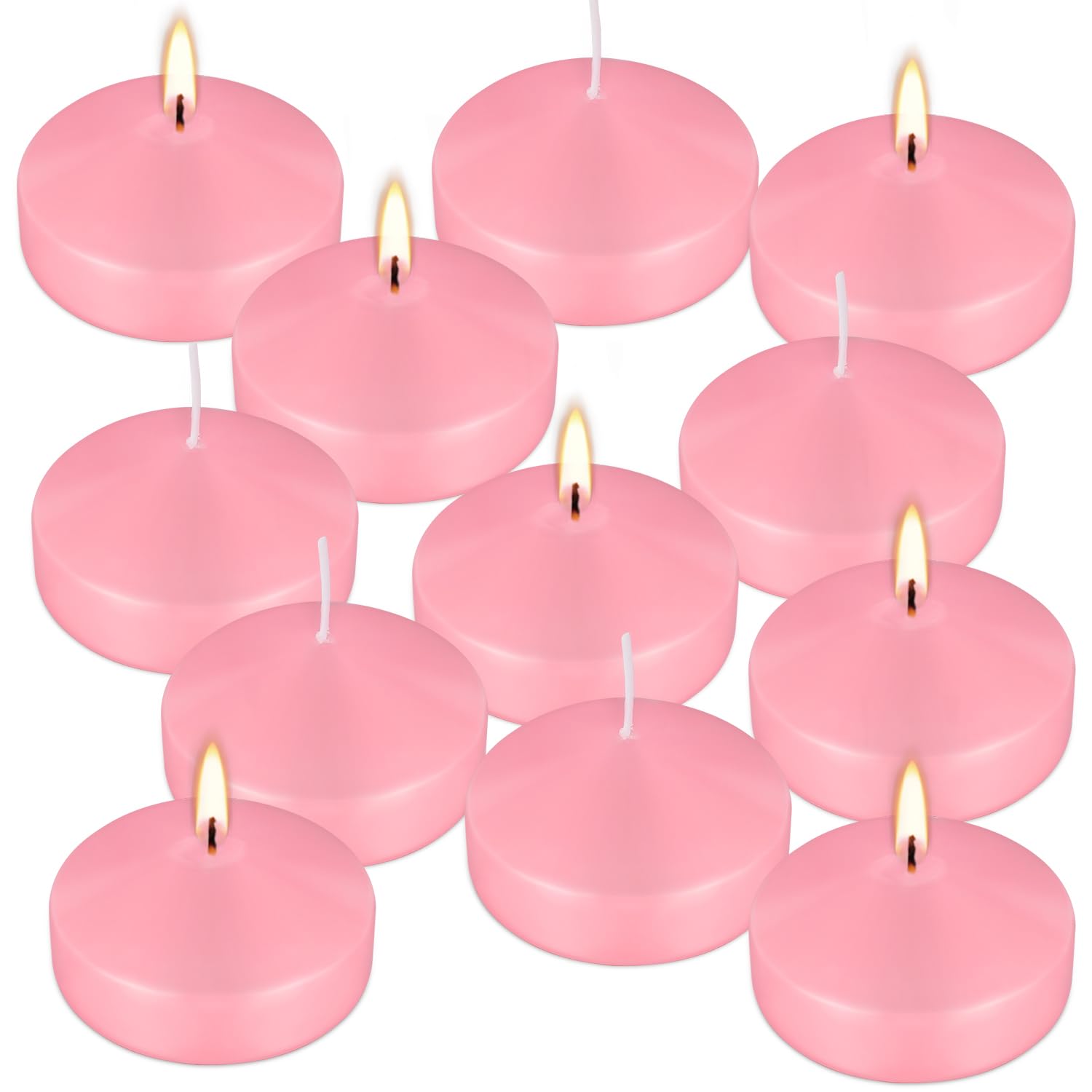 12-Pack 3 Inch Pink Floating Candles - Romantic Decor for Valentine's Day