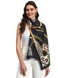 Ravaiyaa Attitude Is Everything Women Lightweight Printed 100% Satin Silk Scarf Stoles Breathable Neckerchief Head Beach Wrap 
