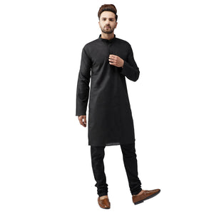 Sojanya (Since 1958 Men'S Black Cotton Kurta Churidar Pyjama Set Size M