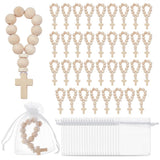 OLYCRAFT 36Pcs Wooden Rosary Beads with Cross Pendant 3.6 Inch Long Wooden Finger Rosary Bead with Cross Classic Mini Rosaries a