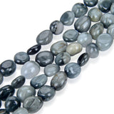 3 Strands Adabele Natural Eagle Hawk Eye Gemstone Loose Beads 7mm to 9mm Free Form Oval Tumbled Pebble Gem Stone Spacer (45 Inch