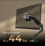 BenQ BSH01 Ergo Monitor Arm -Gas Spring Monitor Stand for Up to 45'' & 44lbs Screens, Heavy Duty, Quick Installation, No Sagging