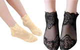 Wklouyhe WomenS Comfortable Solid Rose Pattern NonSlip Toe Dress Socks (Pack Of 2, Beige And Black)