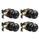 GOBEKOR 4 Pack Privacy Door Knobs Matte Black Bedroom Door Knob with Lock Privacy Knobs Interior Door Knobs for Bed Bath Door Kn