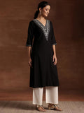 Libas Women'S Viscose Rayon Yoke Design A-Line Kurta (29190Or Black Black 2Xl