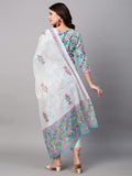 Gosriki Women'S Cotton Blend Straight Printed Kurta With Pant & Dupatta (Gulab Green-Nw01-Gs_Xl_Green_X-Large),Green,,B0BSFZT5CB