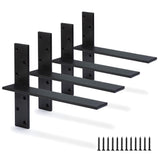 Floating Shelf Bracket 3/8 Thick Heavy Duty Shelf Brackets Black 3 Pack Free Hanging Countertop Support Bracket 20 Lx2.5 W Float