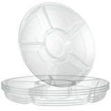 Plasticpro 6 Sectional Round Plastic Serving Tray/Platter (4 Clear) -Like New