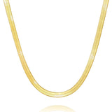 Rewizoo 14K Gold Necklace for Women Non Tarnish 4mm Snake Chain for Women Herringbone Gold Necklace for Mens Necklaces Chain 16 