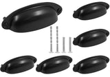 Waziaqoc 6PCS Black Drawer Pulls, 3.5 Hole Center Cabinet Cup Pull, Vintage Shell Metal Cabinet Handles for Kitchen Cabinet Ward