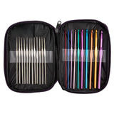 22Pcs Mixed Aluminum Handle Crochet Hooks, Ergonomic Knitting Knit Needles, Weave Yarn Set, 0.6~6.5Mm