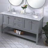 Elegant Decor Metropolis 60 Double Sink Marble Top Bathroom Vanity In Gray