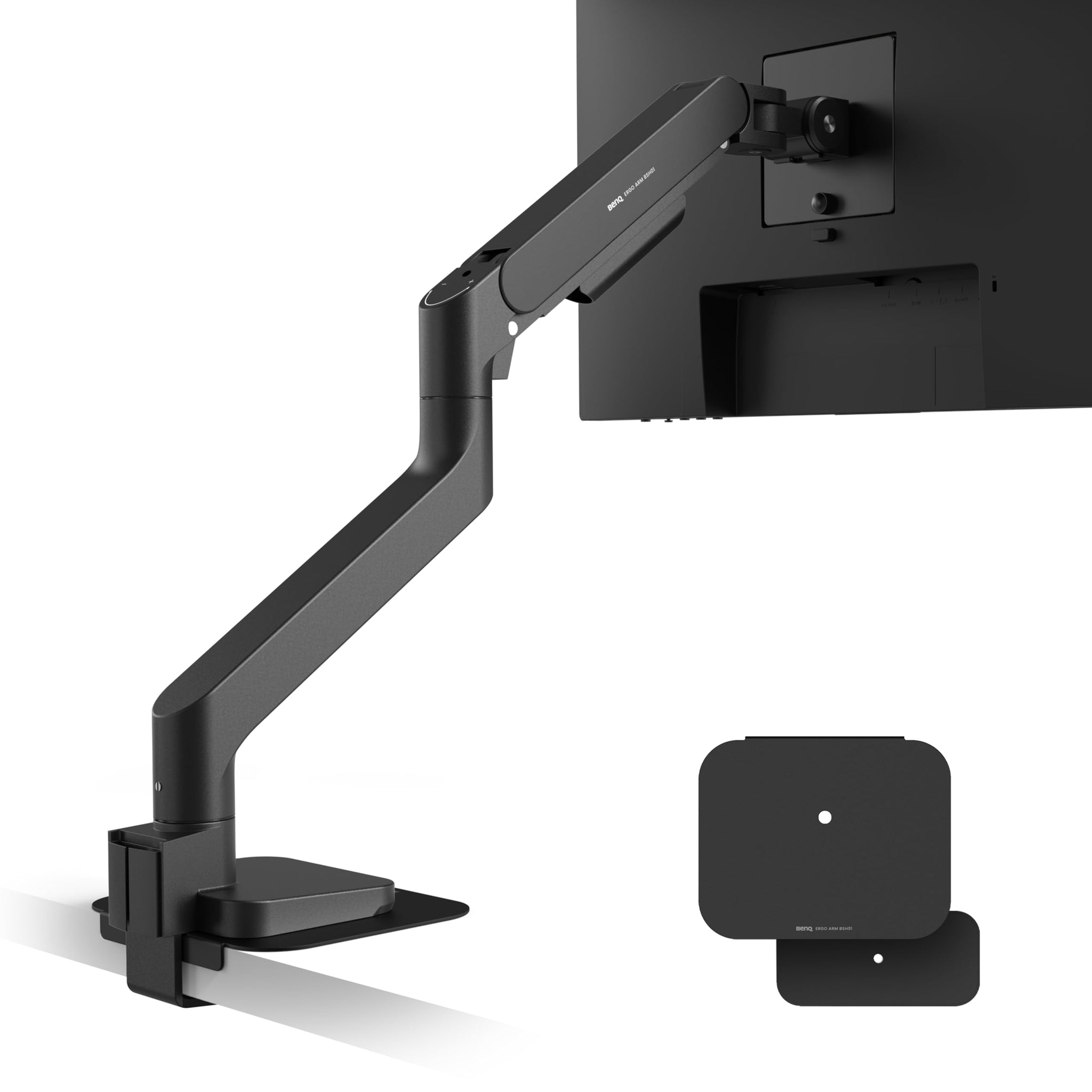 BenQ BSH01 Ergo Monitor Arm -Gas Spring Monitor Stand for Up to 45'' & 44lbs Screens, Heavy Duty, Quick Installation, No Sagging