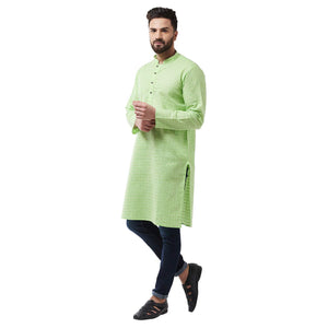 Sojanya (Since 1958 Men'S Cotton Blend Green Woven Design Only Long Kurta Size: 44