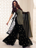 Wedani Georgette Embroidered Kurta Set For Women Black,Black,M,Georgette,A-Line,
