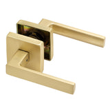 Linkaa Passage Door Handles Brushed Gold Door Lever Satin Brass for Hall or Closet, Keyless Door Knob, Square Interior Door Hand