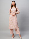 Anni Designer Women'S Cotton Blend Straight Printed Kurta With Pant (Pat 11 Pink_S_Pink_Small),Pink,S,,,