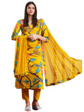 Gosriki Women'S Rayon Blend Straight Printed Kurta With Pant & Dupatta (Twig Yellow-Gs_M_Yellow_Medium),Yellow,,B0DC6ML8LS